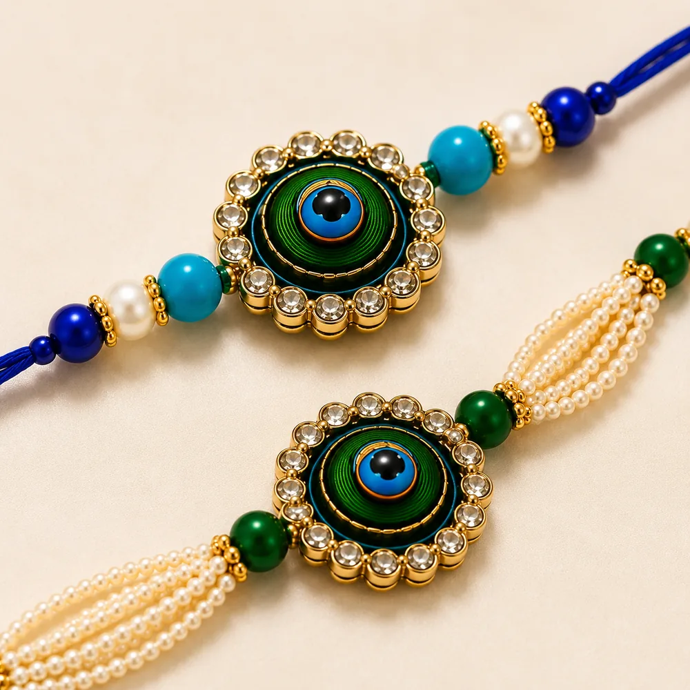 Bhai Bhabhi Evil Eye Rakhi Set with Lumba — ZenkyBox Combo Packs | view 1