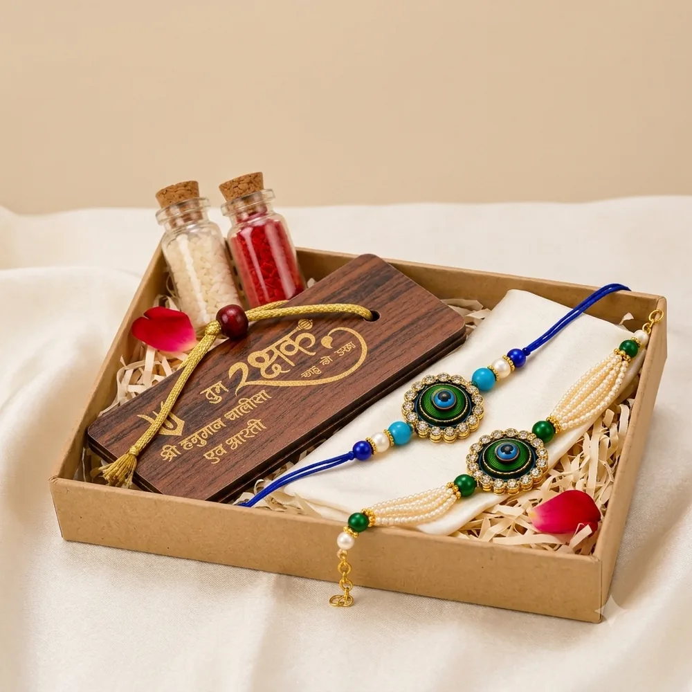 Bhai Bhabhi Evil Eye Rakhi Set with Lumba — ZenkyBox Combo Packs | view 4