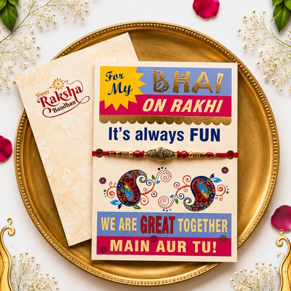 For My Bhai Rakhi Greeting Card with Designer Rakhi — ZenkyBox