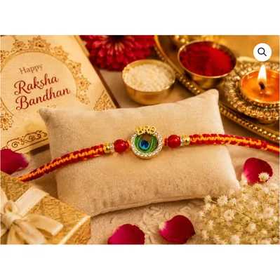 Peacock Kundan BRO Rakhi Combo — ZenkyBox Combo Packs | view 4