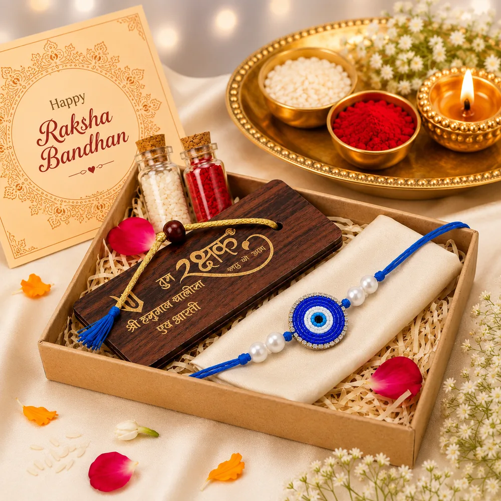 Evil Eye Rakhi Combo with Hanuman Chalisa — ZenkyBox Combo Packs | view 4