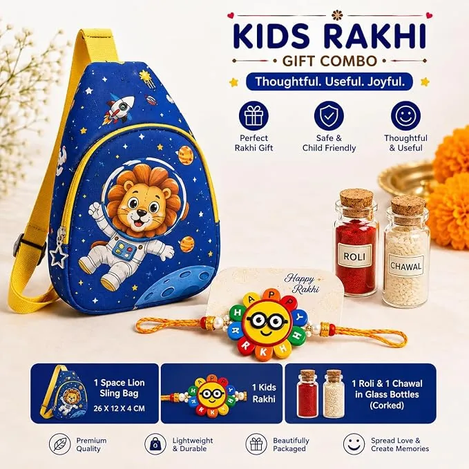 Space Lion Sling Bag with Minion Rakhi (Kids Combo) — ZenkyBox Bags & Pouches | view 1