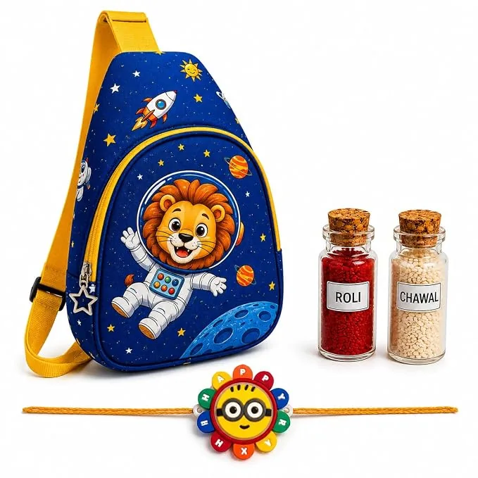Space Lion Sling Bag with Minion Rakhi (Kids Combo) — ZenkyBox Bags & Pouches | view 2