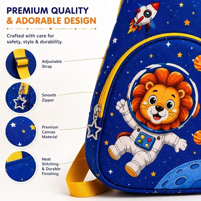Space Lion Sling Bag with Smiley Rakhi (Kids Combo) — ZenkyBox Bags & Pouches | view 2