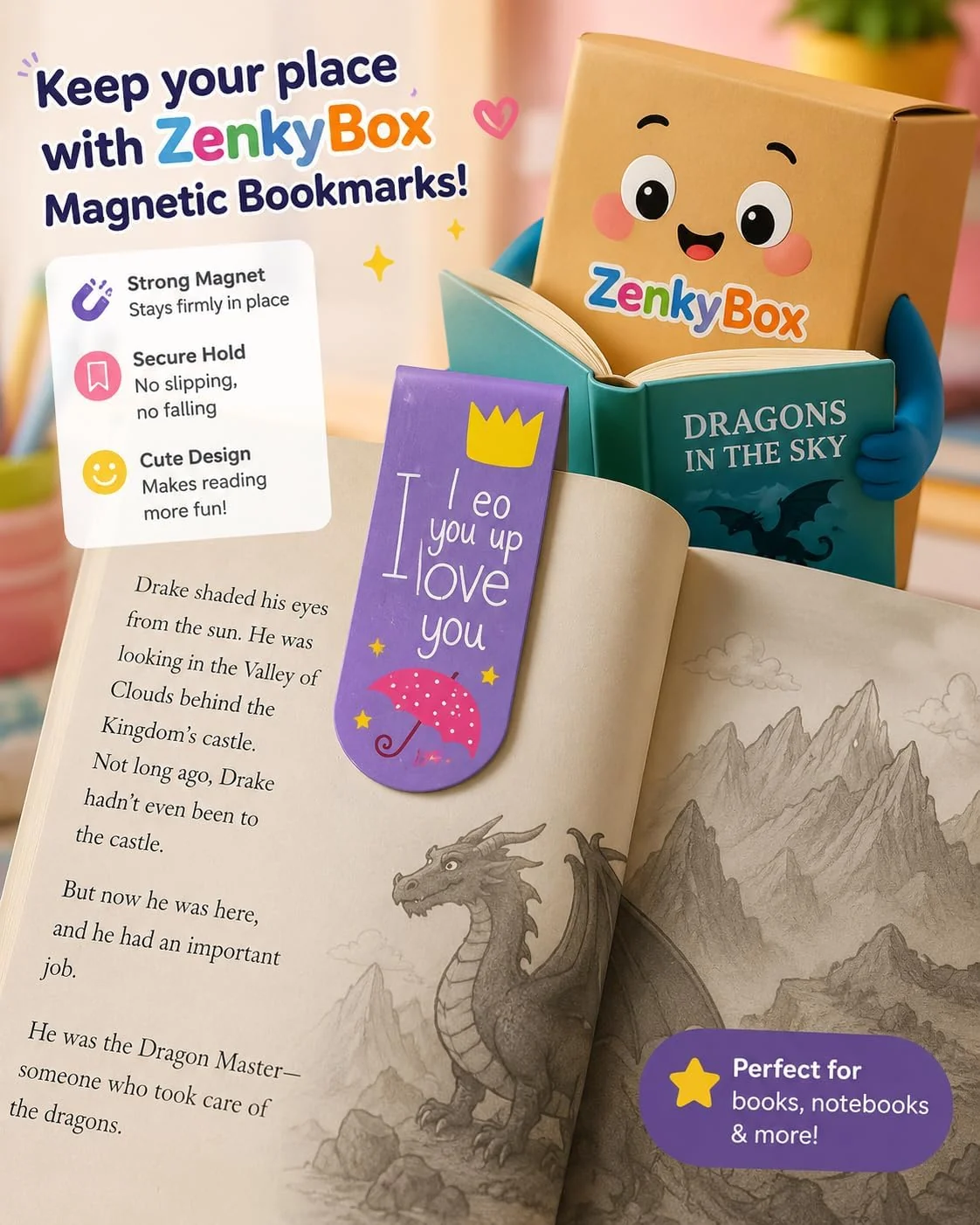 Magnetic Bookmark Set - Dinosaur (6 Pcs) — ZenkyBox Stationery | view 3