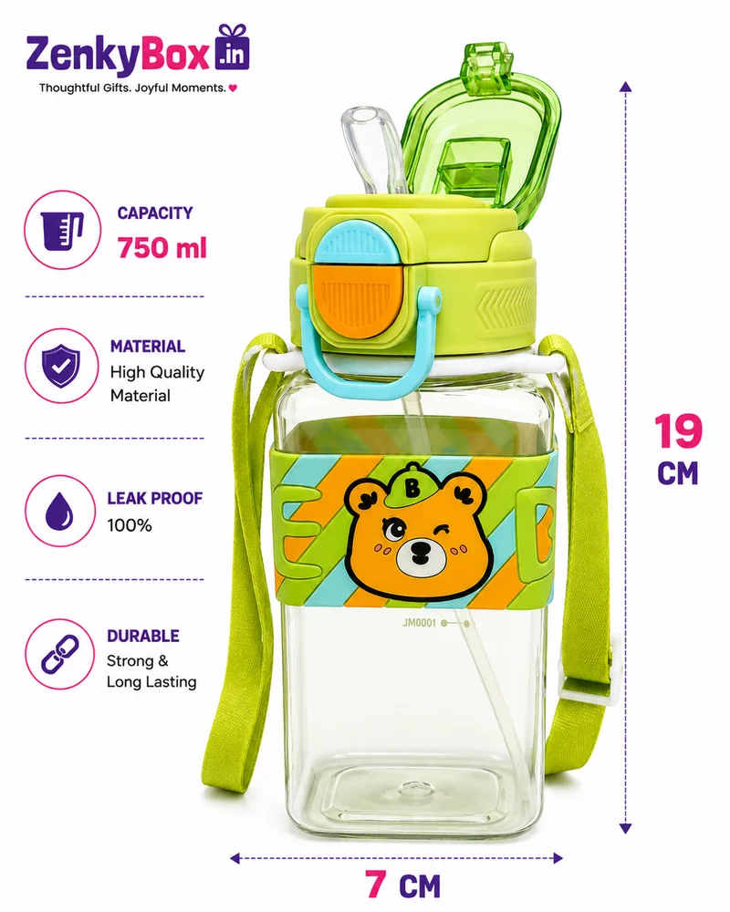 Bear Square Water Bottle 750ml — ZenkyBox Water Bottles | view 4