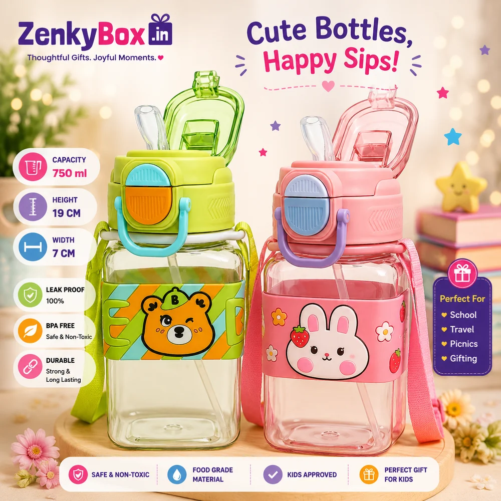 Bear Square Water Bottle 750ml — ZenkyBox Water Bottles | view 5