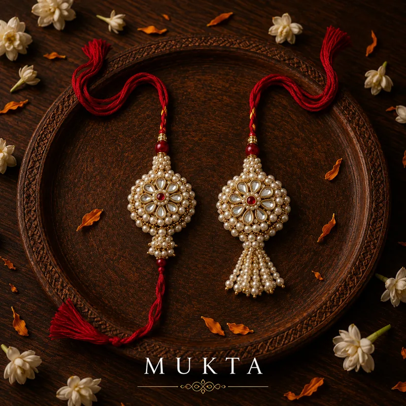 Mukta — handcrafted designer rakhi by ZenkyBox (2025 Atelier, sold out)